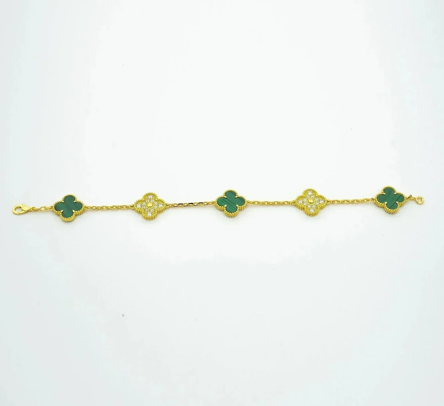 [Regal Jewels]CLOVER 5 MOTIF MALACHITE BRACELET COLLECTION