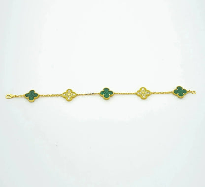 [Regal Jewels]CLOVER 5 MOTIF MALACHITE BRACELET COLLECTION