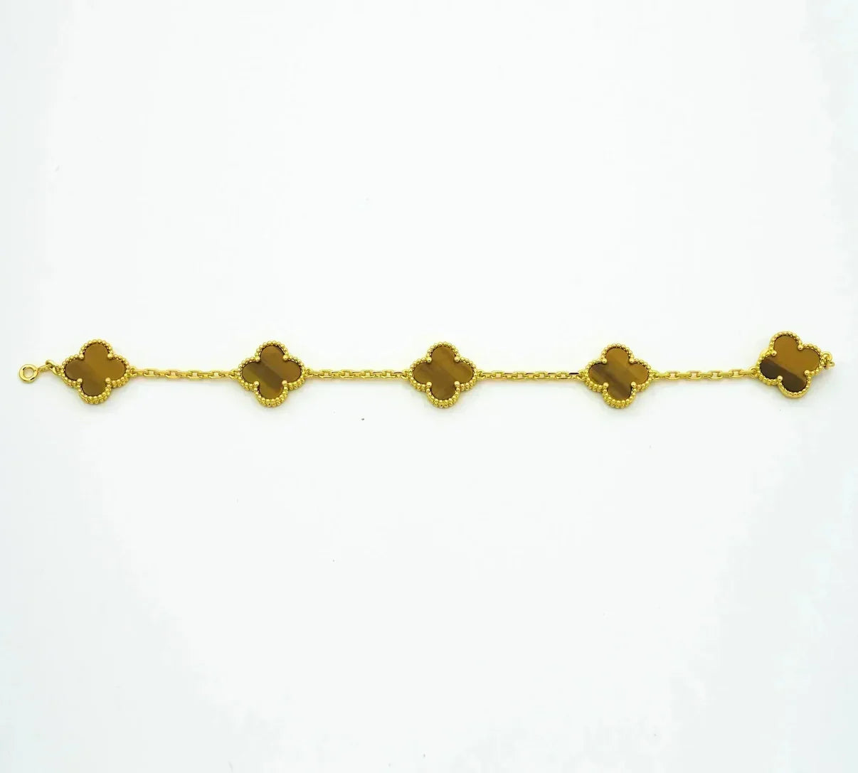 [Regal Jewels]CLOVER 5 MOTIFS TIGER EYE BRACELET COLLECTION