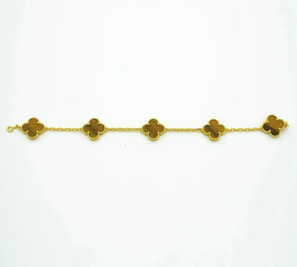 [Regal Jewels]CLOVER 5 MOTIFS TIGER EYE BRACELET COLLECTION