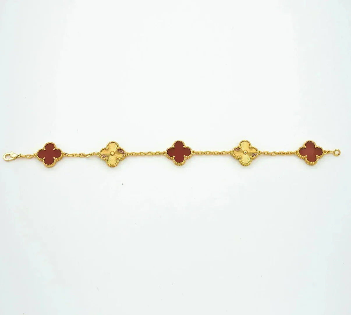 [Regal Jewels] CLOVER 5 MOTIF RED CORNELIAN BRACELET COLLECTION