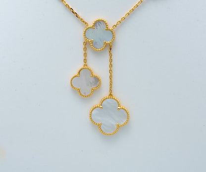 [Regal Jewels]CLOVER MOTHER OF PEARL NECKLACE 6 MOTIF