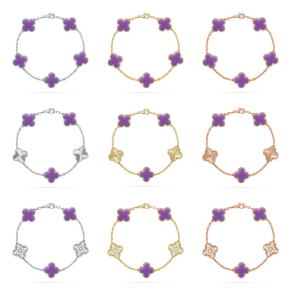 [Regal Jewels]CLOVER 5 MOTIF LIGHT PURPLE BRACELET COLLECTION