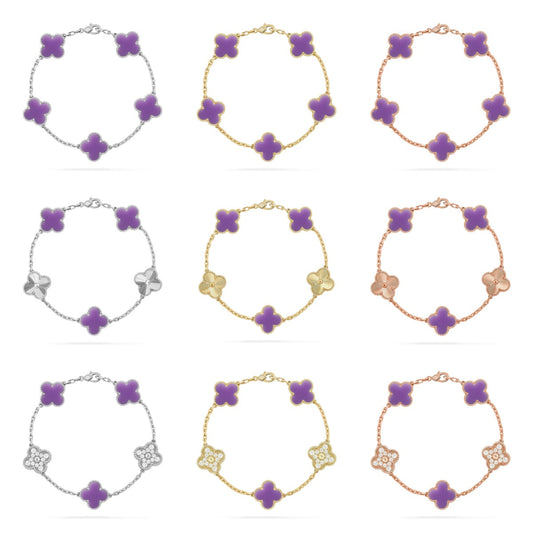 [Regal Jewels]CLOVER 5 MOTIF LIGHT PURPLE BRACELET COLLECTION
