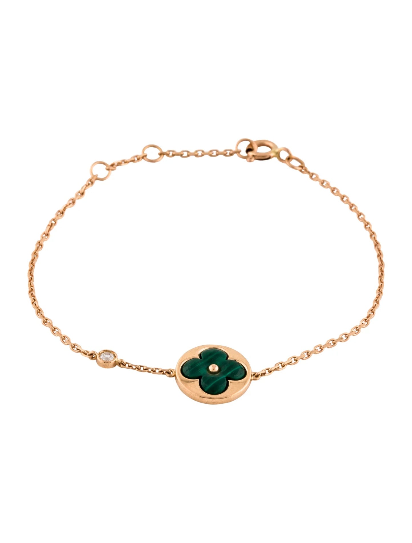 [Regal Jewels]SUN MALACHITE 1 DIAMOND PINK GOLD BRACELET