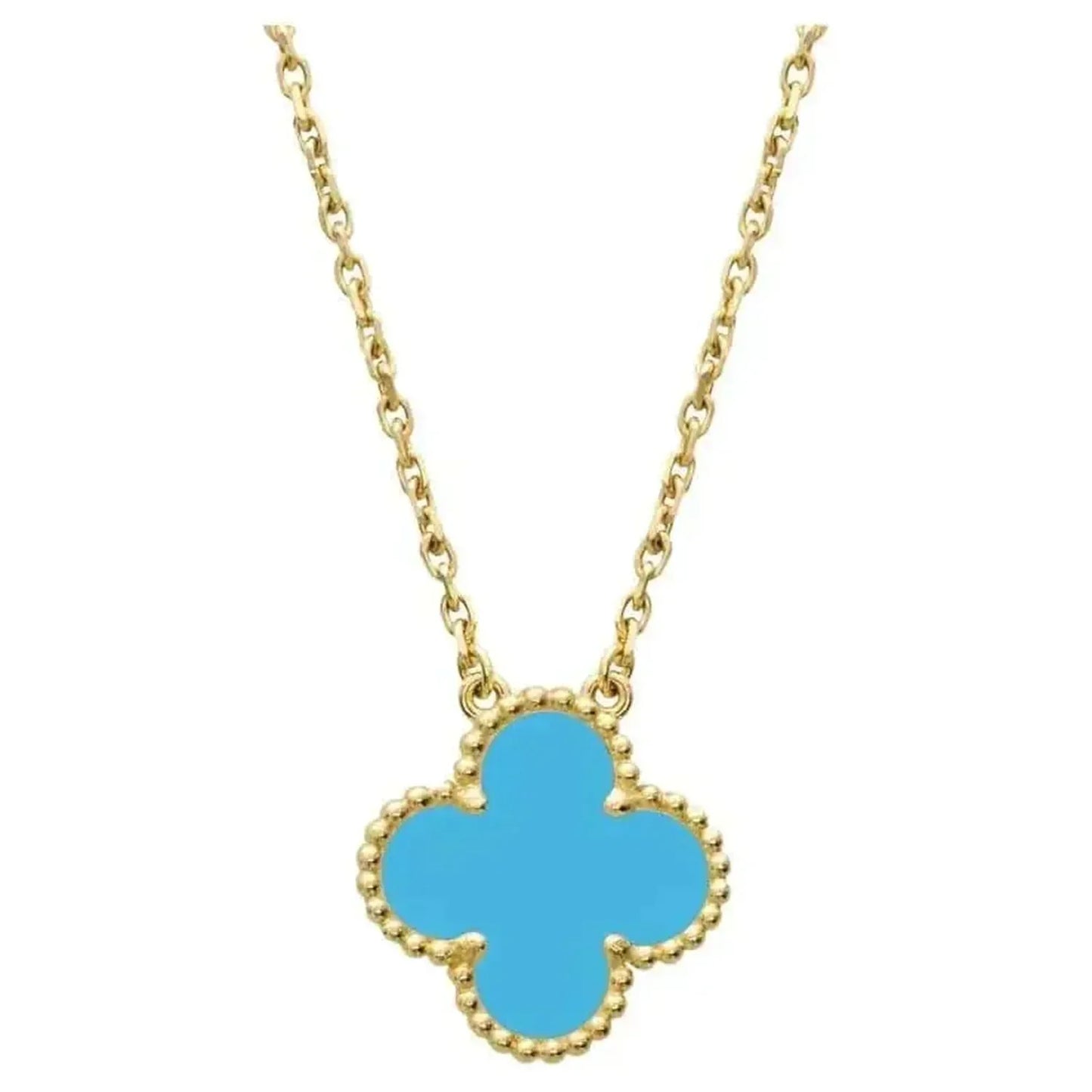 [Regal Jewels]CLOVER 15MM VINTAGE TURQUOISE NECKLACE