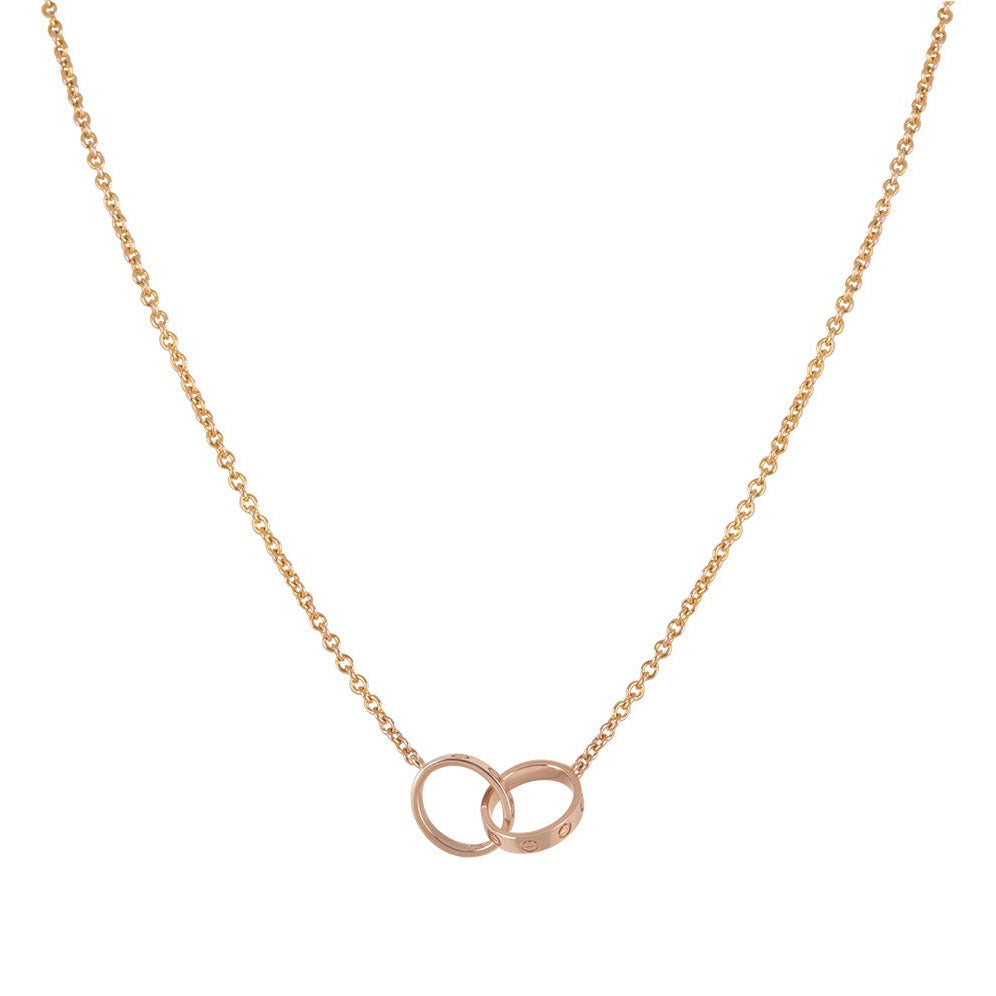 [Regal Jewels]LOVE NECKLACE DOUBLE RING PINK GOLD
