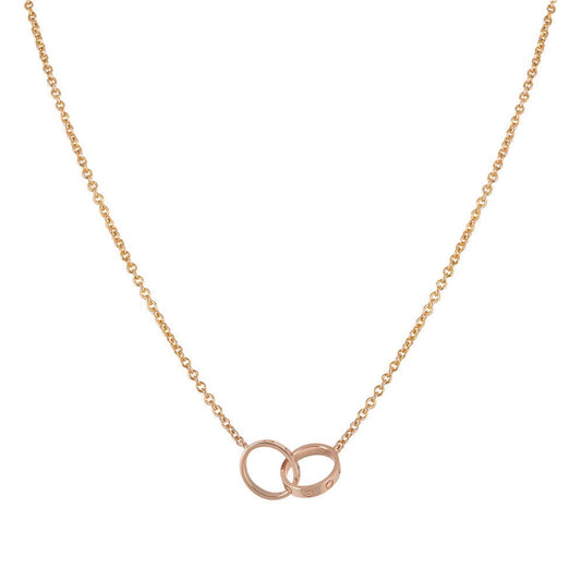 [Regal Jewels]LOVE NECKLACE DOUBLE RING PINK GOLD