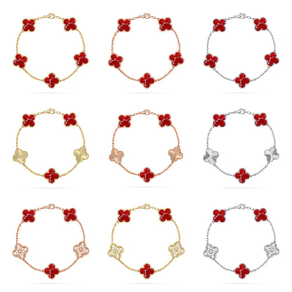 [Regal Jewels]CLOVER 5 MOTIF RED PATTERN BRACELET COLLECTION