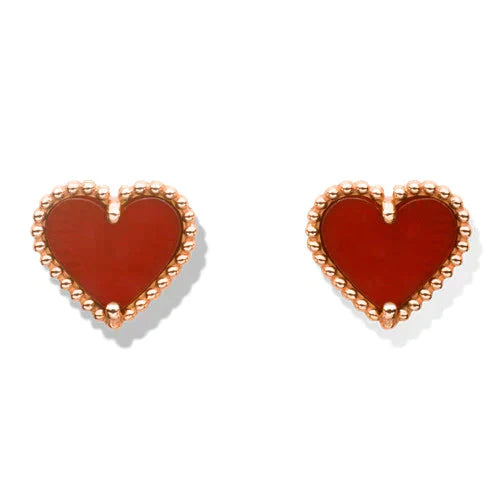 [Regal Jewels]HEART CARNELIAN STUD EARRINGS