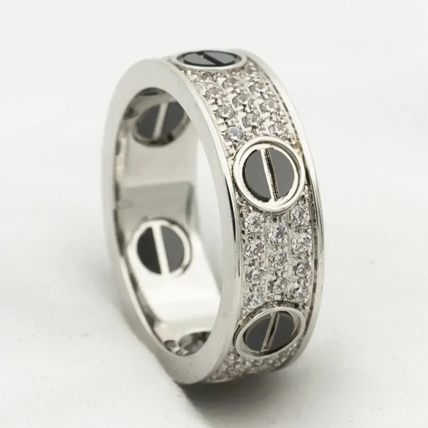 [Regal Jewels]LOVE RING 5.5MM DIAMONDS PAVED CERAMIC