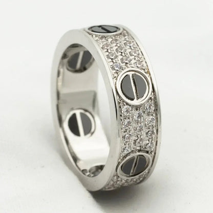 [Regal Jewels]LOVE RING 5.5MM DIAMONDS PAVED CERAMIC