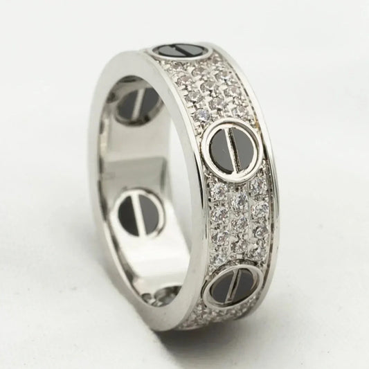[Regal Jewels]LOVE RING 5.5MM DIAMONDS PAVED CERAMIC