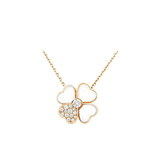 [Regal Jewels]CLOVER MOP DIAMOND ROSE GOLD NECKLACE