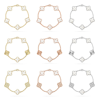 [Regal Jewels]CLOVER WHITE PEARL MOP 5 MOTIF BRACELET COLLECTION