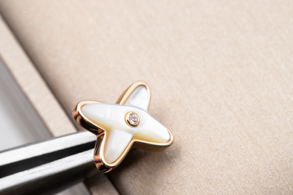 [Regal Jewels]JEUX DE WHITE MOP ROSE GOLD DIAMOND EARRINGS