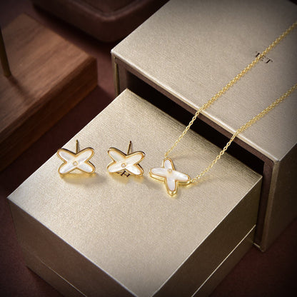 [Regal Jewels]JEUX DE WHITE MOP GOLD DIAMOND EARRINGS