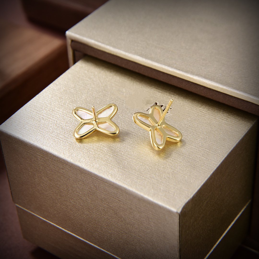 [Regal Jewels]JEUX DE WHITE MOP GOLD DIAMOND EARRINGS