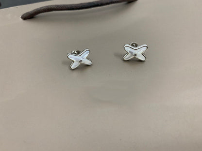 [Regal Jewels]JEUX DE WHITE MOP SILVER DIAMOND EARRINGS
