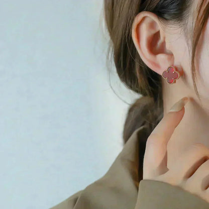 [Regal Jewels]CLOVER MEDIUM 1 MOTIFS CARNELIAN  EARRINGS