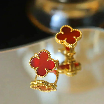 [Regal Jewels]CLOVER MEDIUM 1 MOTIFS CARNELIAN  EARRINGS