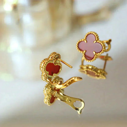 [Regal Jewels]CLOVER MEDIUM 1 MOTIFS CARNELIAN  EARRINGS