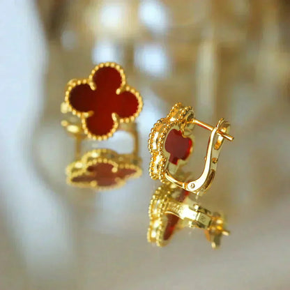 [Regal Jewels]CLOVER MEDIUM 1 MOTIFS CARNELIAN  EARRINGS