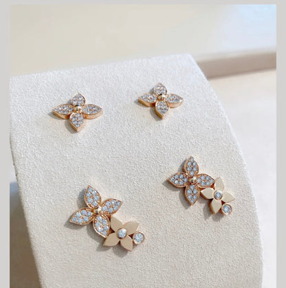 [Regal Jewels]STAR BLOSSOM STUD EARRINGS PINK GOLD DIAMONDS