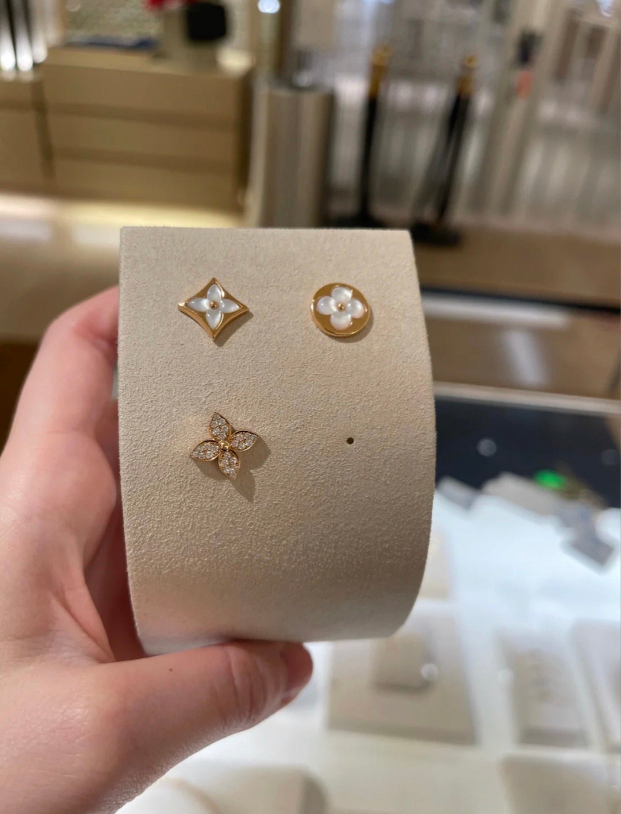 [Regal Jewels]STAR BLOSSOM STUD EARRINGS PINK GOLD DIAMONDS