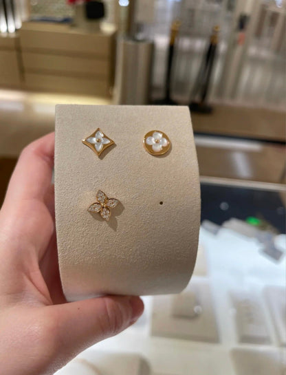 [Regal Jewels]STAR BLOSSOM STUD EARRINGS PINK GOLD DIAMONDS