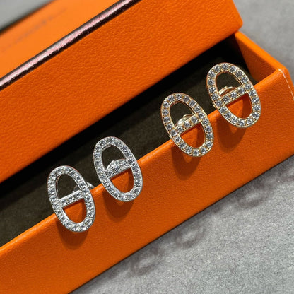 [Regal Jewels]HM FULL DIAMOND PIG NOSE STUD EARRINGS