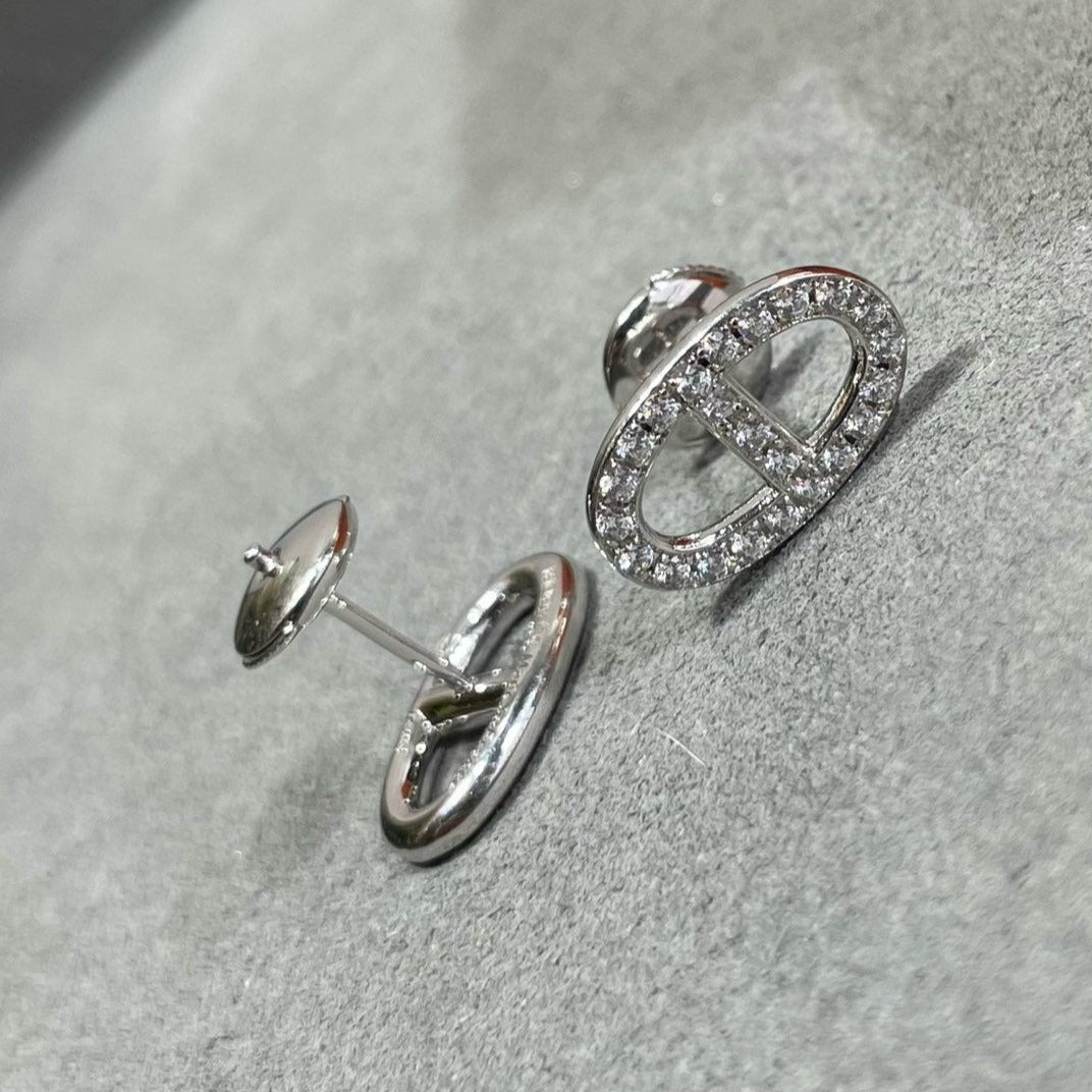 [Regal Jewels]HM FULL DIAMOND PIG NOSE STUD EARRINGS
