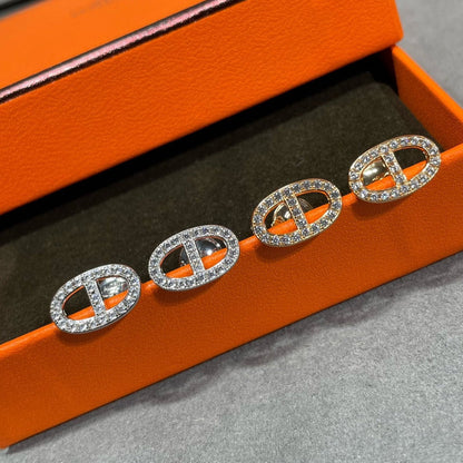 [Regal Jewels]HM FULL DIAMOND PIG NOSE STUD EARRINGS