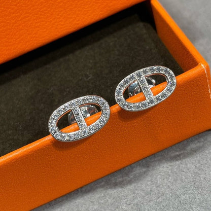 [Regal Jewels]HM FULL DIAMOND PIG NOSE STUD EARRINGS