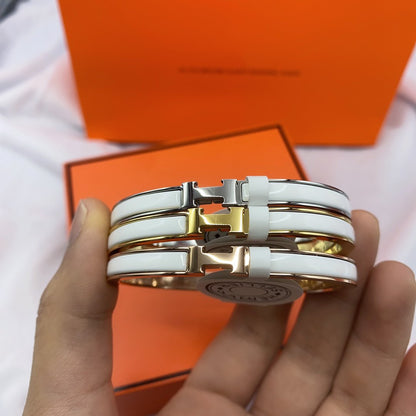 [Regal Jewels]CLASSIC HM CLIC WHITE 8MM ENAMEL BRACELET
