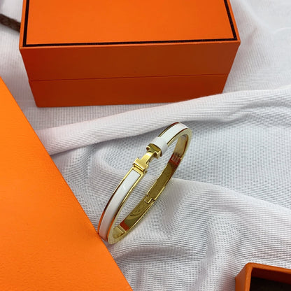 [Regal Jewels]CLASSIC HM CLIC WHITE 8MM ENAMEL BRACELET