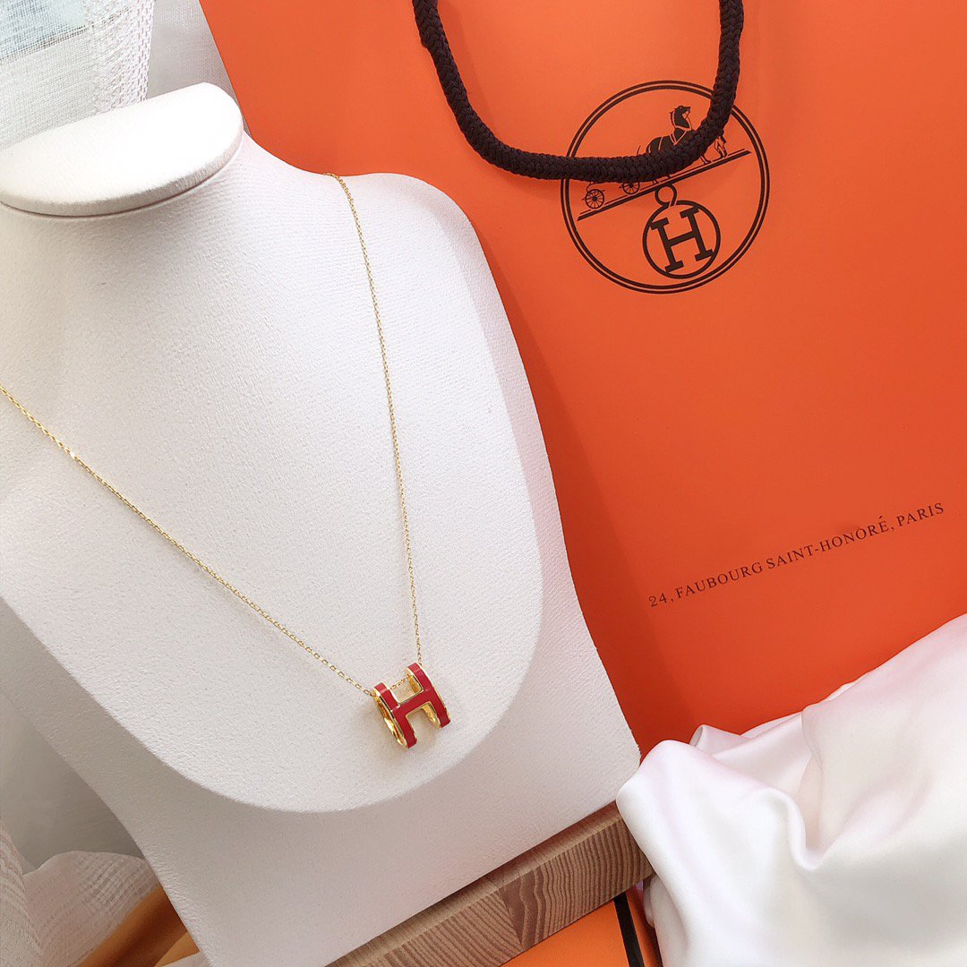 [Regal Jewels]HM CLIC RED ENAMEL GOLD NECKLACE