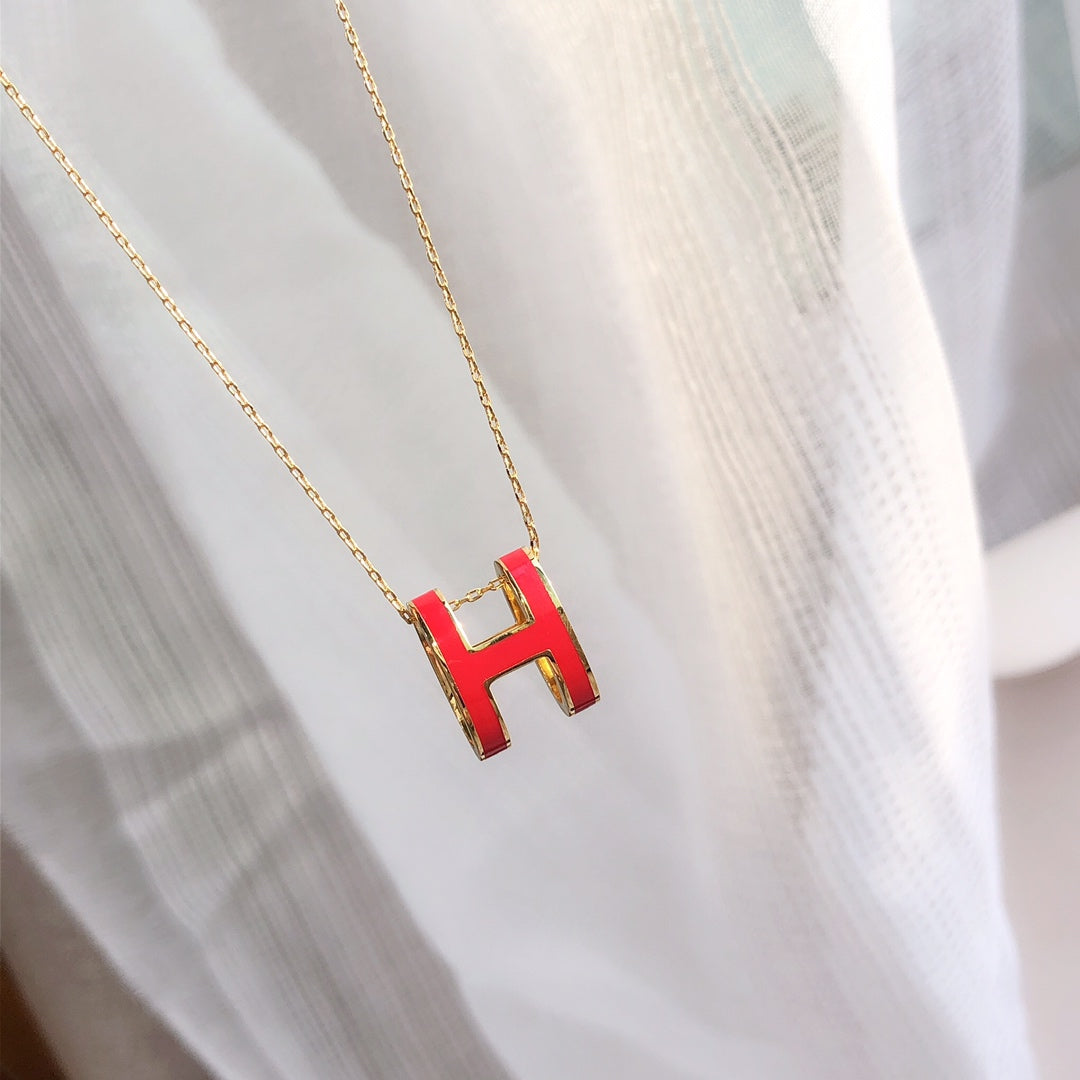 [Regal Jewels]HM CLIC RED ENAMEL GOLD NECKLACE