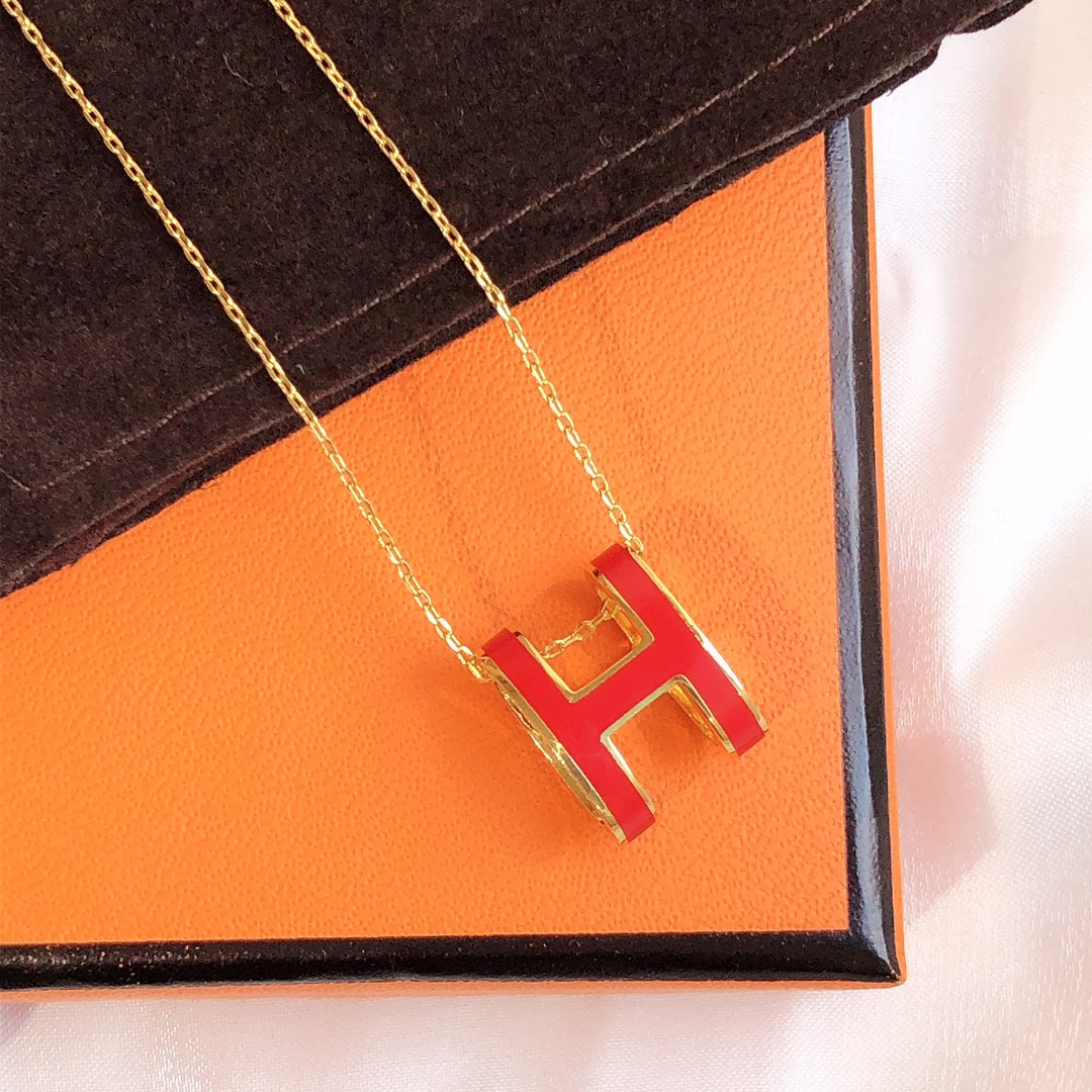 [Regal Jewels]HM CLIC RED ENAMEL GOLD NECKLACE