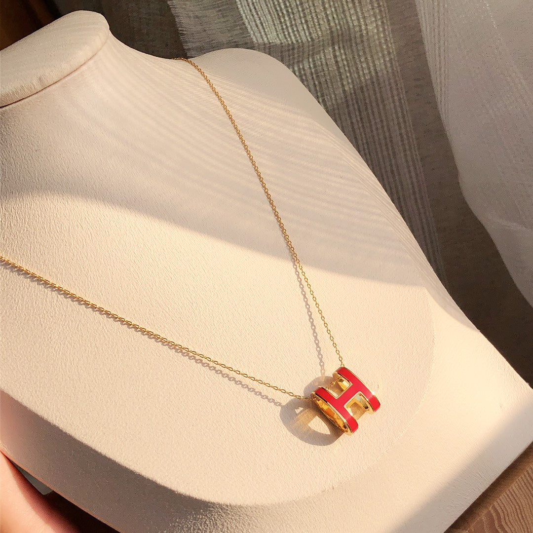 [Regal Jewels]HM CLIC RED ENAMEL GOLD NECKLACE