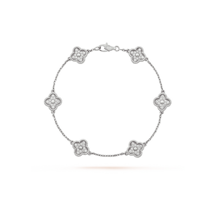 [Regal Jewels]CLOVER 6 MOTIF SILVER DIAMOND BRACELET
