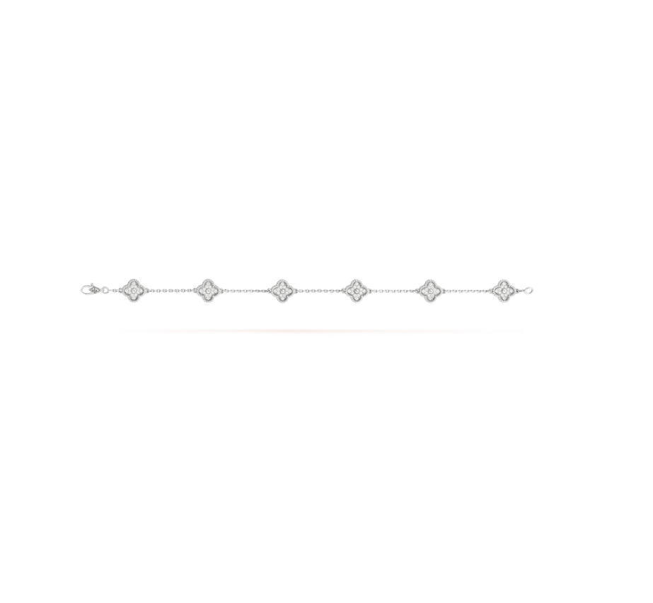 [Regal Jewels]CLOVER 6 MOTIF SILVER DIAMOND BRACELET