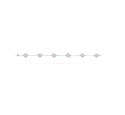 [Regal Jewels]CLOVER 6 MOTIF SILVER DIAMOND BRACELET