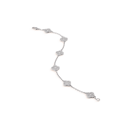 [Regal Jewels]CLOVER 6 MOTIF SILVER DIAMOND BRACELET