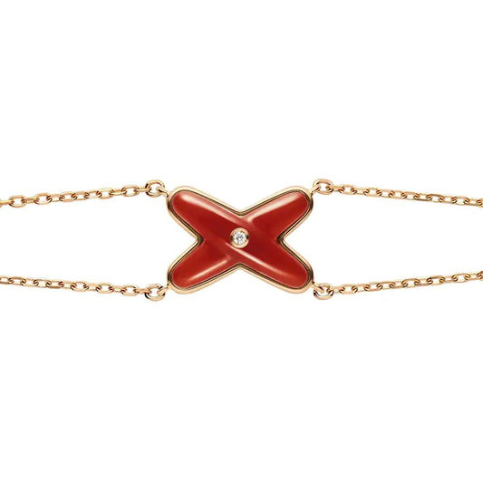 [Regal Jewels]JEUX BRACELET CARNELIAN PINK GOLD 1 DIAMOND