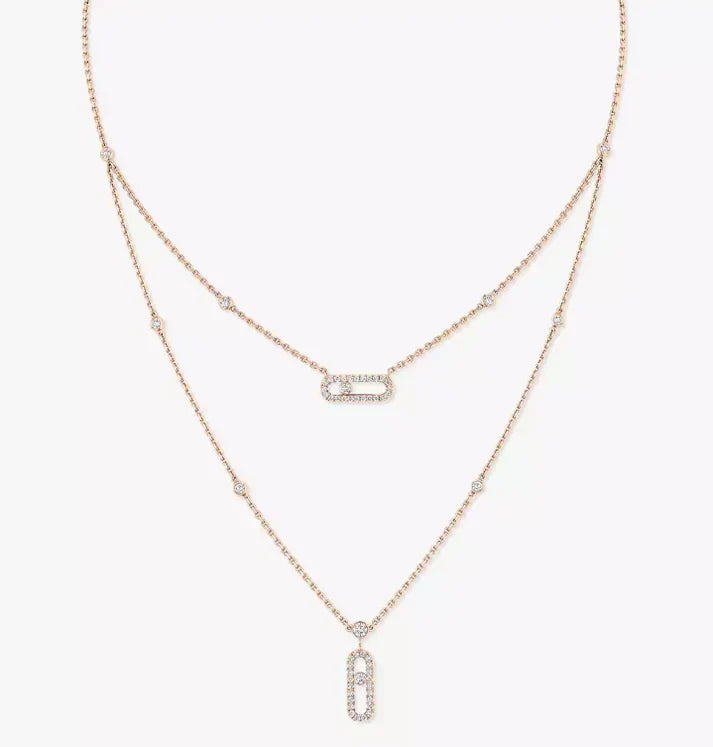 [Regal Jewels] MS Double-Circle Full-Diamond Necklace