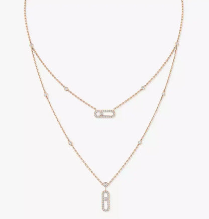 [Regal Jewels] MS Double-Circle Full-Diamond Necklace