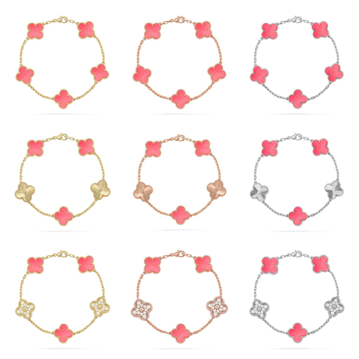 [Regal Jewels]CLOVER 5 MOTIFS  PINK MOP BRACELET COLLECTION
