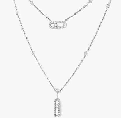 [Regal Jewels] MS Double-Circle Full-Diamond Necklace