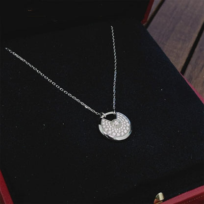 [Regal Jewels]AMULETTE SILVER FULL DIAMOND NECKLACE